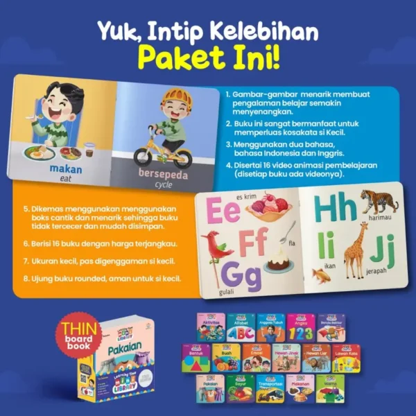 (Isi 16 Buku) Mini Book Learning Time Mini Library