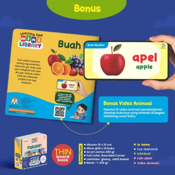 (Isi 16 Buku) Mini Book Learning Time Mini Library