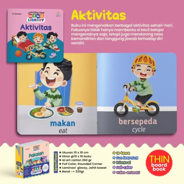 (Isi 16 Buku) Mini Book Learning Time Mini Library