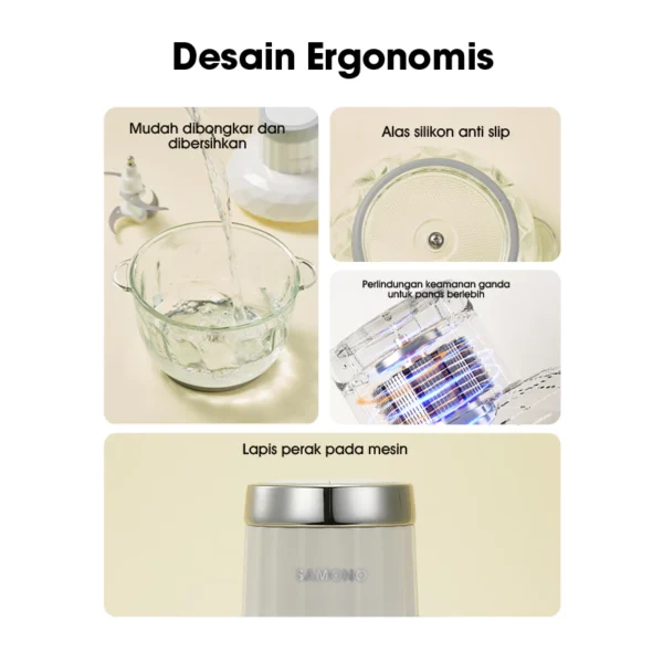 id-11134207-7qul5-lf0l0nyi0nmo95 SAMONO Chopper 2in1 Kapasitas 2.2L dan 300ml Multifungsi 300 Watt Penggiling Daging SW-CD300