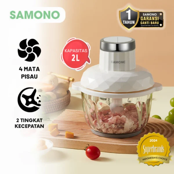 id-11134207-7rasc-m3k4n8l8lg28c7 SAMONO Chopper 2in1 Kapasitas 2.2L dan 300ml Multifungsi 300 Watt Penggiling Daging SW-CD300