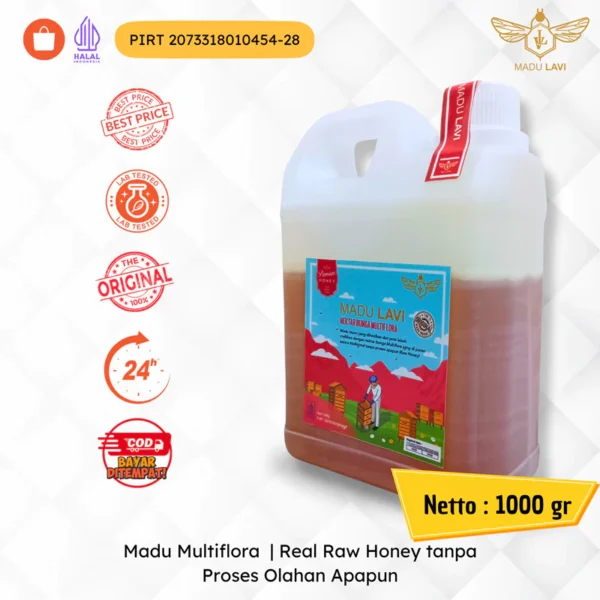 Madu Lavi Madu Multiflora Super 1Kg Murni 100% Tanpa Campuran