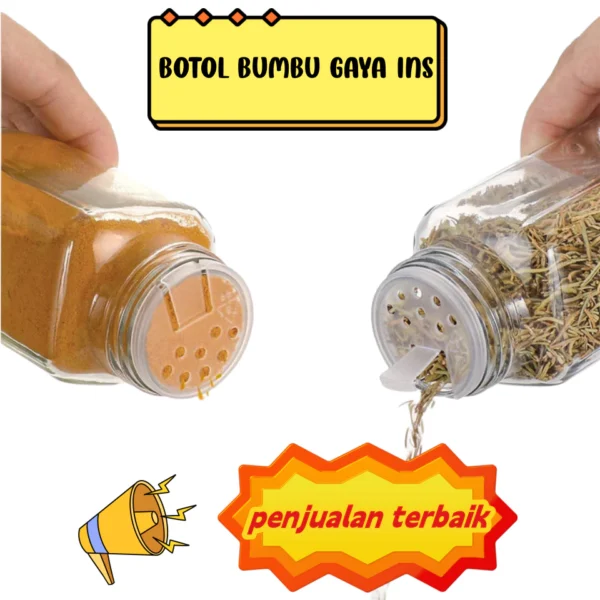 Botol bumbu 120ml kaca tebal dengan tutup bambu yang tahan air dan kering