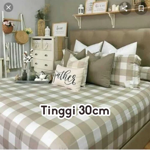 Sprei anti geser kotak aesthetic korea sudut karet tinggi 30cm